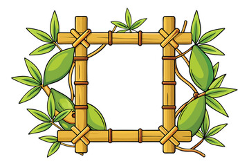 Delicate Bamboo Frame with Lush Green Foliage A Captivating Natural Border for Artistic Designs and Harmonious Aesthetic Appeal
