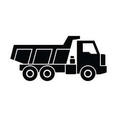 Black silhouette of a heavy duty dump truck