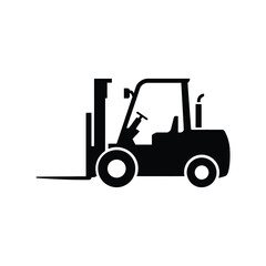 Simple black silhouette icon of a forklift truck