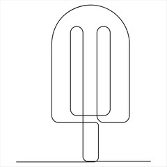 Continuous one line drawing of melting ice cream in waffle cone minimalist dessert concept vector illustration