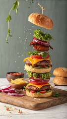 hamburger with fries