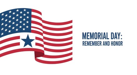 American flag and text for memorial day remember and honor