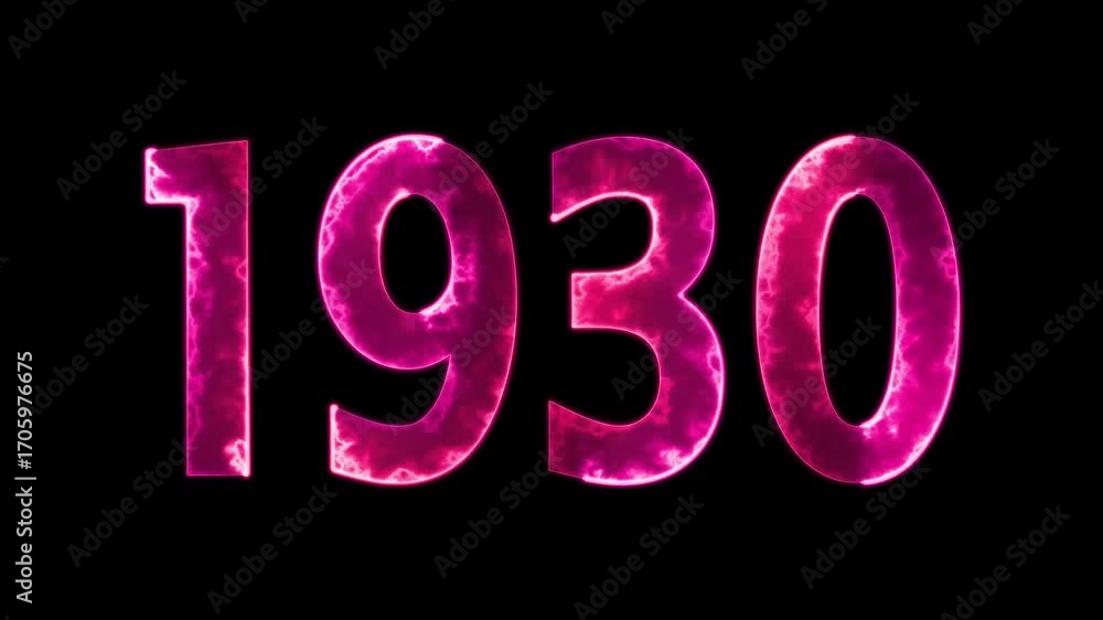 Aufkleber 1930 neon line text animation. 1930 year text effect with neon glow. colorful 1930 typography effect