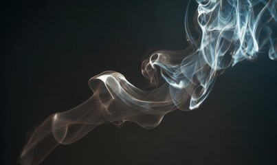 Ethereal swirls of bluish-white smoke rise against a dark background, creating a dreamy, flowing abstract pattern of vaporous tendrils
