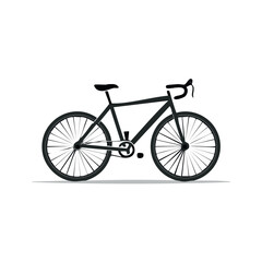 Fototapeta premium A minimalist black bicycle illustration with drop handlebars and thin tires, isolated on a white background.
