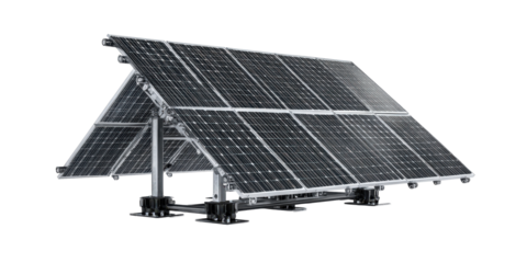 Realistic 3D illustration of solar panels isolated on transparency background, showcasing modern and efficient renewable energy solution