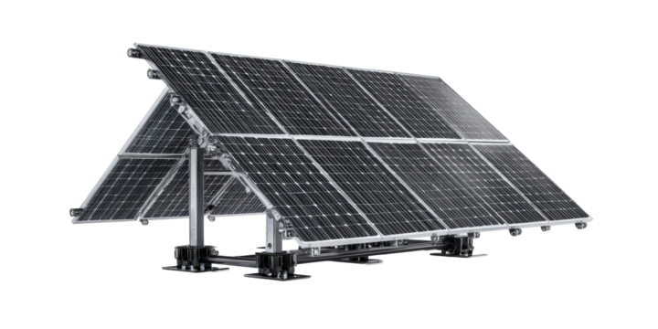 Realistic 3D illustration of solar panels isolated on transparency background, showcasing modern and efficient renewable energy solution