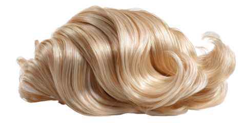 Realistic 3D illustration of blonde woman hair, showcasing smooth, shiny, and wavy strands. hair appears voluminous and well styled, capturing natural and elegant look