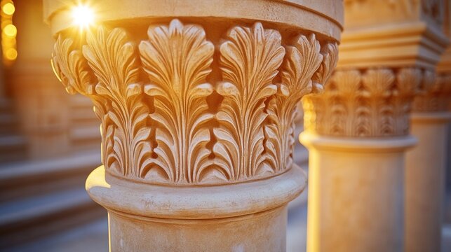 Ornate pillars in sunlight