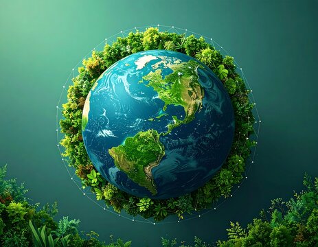 Earth surrounded by lush vegetation