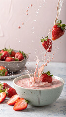Strawberry splash in smoothie bowl
