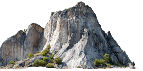 Majestic mountain cliff with rugged rock formations and sparse vegetation, showcasing natural beauty and grandeur of mountainous landscape
