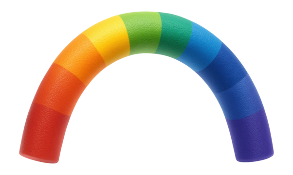 Curved foam water noodle with a rainbow color scheme for aquatic workouts