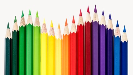 Colored pencils, art stationery isolated image