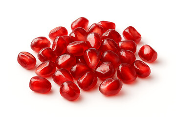 pomegranate seeds on white background