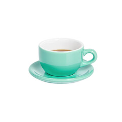 Obraz premium Stylish Mint Green Cup and Saucer with Hot Beverage Inside