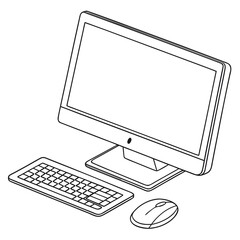 Fototapeta premium Modern desktop computer setup mockup with monitor keyboard and mouse icon