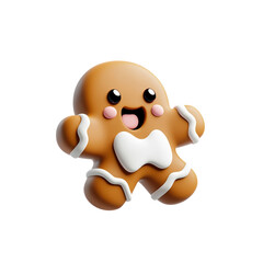 Cute Gingerbread Man Character with Smiling Face and Festive Design