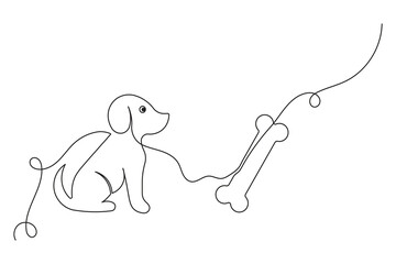 Dog bone minimalist continuous line artwork