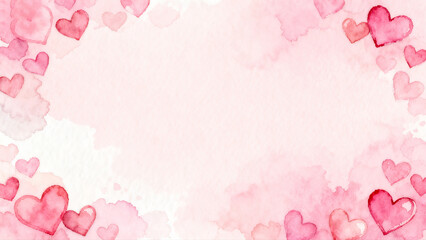 Purple Watercolor Heart Shape Border Landscape