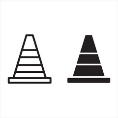 Two traffic cones one outline one solid black