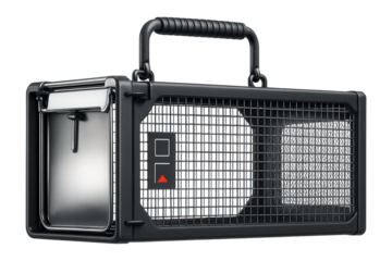 Wire mesh live trap with a spring-loaded door for humane animal capture