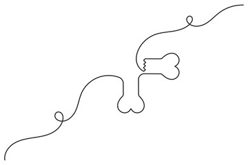 Dog bone minimalist continuous line artwork