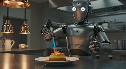 Robot Chef Caramelizing Dessert