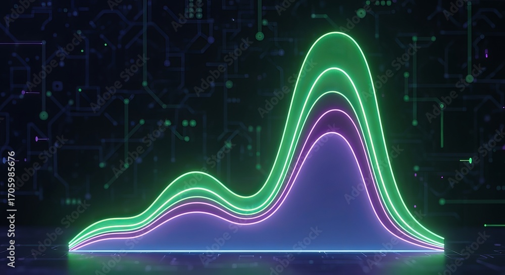 Poster illuminating data trend: a vibrant digital graph displays dynamic data trends, with lines of light a