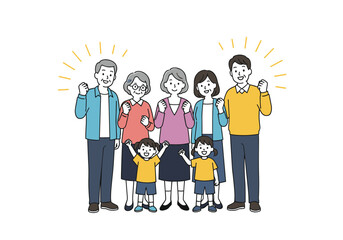 Happy Family Generations Posing Together with Joyful Expressions.