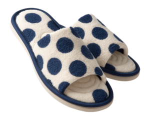 Terry slippers in polka dot design with memory foam footbed