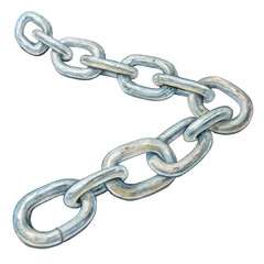 Obraz premium Watercolor metal chain links isolated on a transparent background silver gray