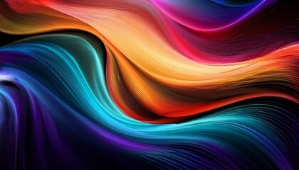 Obraz premium Colorful Abstract Waves With Light And Shadow In Digital Design