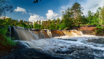 Closeup Of Falling And Splashing Streams Of Water Ivande Waterfall Latvia