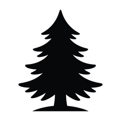 Obraz premium A stark black silhouette of a tall evergreen pine tree on a white background silhouette