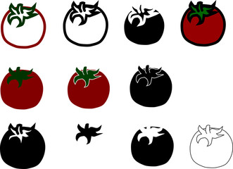 Tomato Icon Set – 12 Styles | Transparent PNG Food Illustration