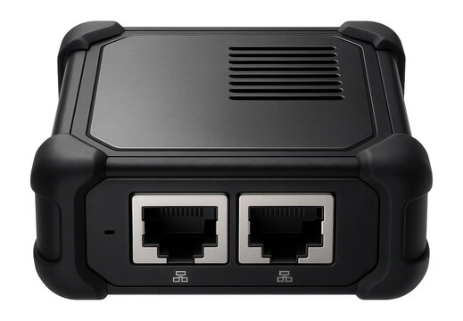 Mini-PC with dual Ethernet ports and a ruggedized rubberized exterior for industrial use