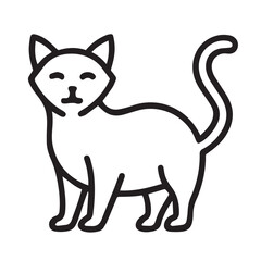 Simple Black Line Drawing of a Sitting Cat Outline Illustration

