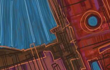 Abstract image for printing. Picture for modern interiors. The picture is painted by hand on a tablet.