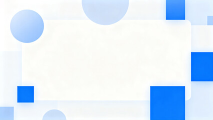 Cyan Geometric Shapes with Minimalist White Rectangle Background