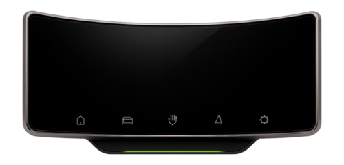 Curved control screen with a panoramic view and gesture recognition for automotive dashboards