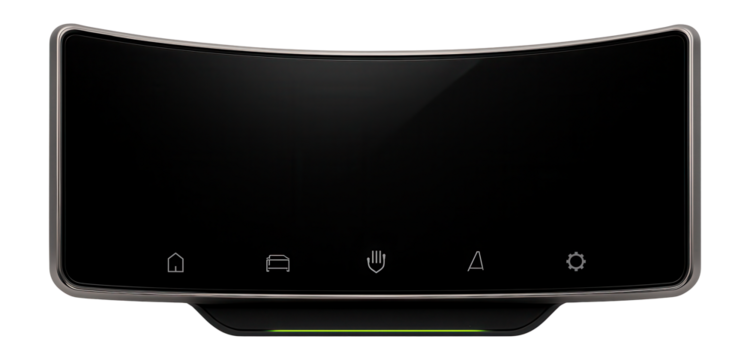 Curved control screen with a panoramic view and gesture recognition for automotive dashboards