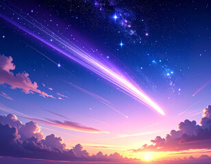 Obraz premium Dreamy Night Sky with Shooting Stars and Milky Way