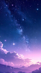 Fototapeta premium Fantasy Illustration of Shooting Stars and Milky Way in a Twilight Sky