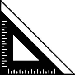 A hand-drawn vector illustration of a triangular set square ruler for geometry and technical drawing, an isolated graphic design element