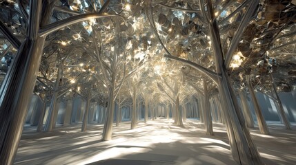 Enchanting forest scene nature sanctuary 3d artwork serene environment ethereal viewpoint digital fantasy concept