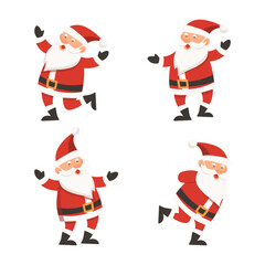 Set of cute Santa Clauses in funny poses.