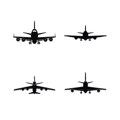 Four airplane silhouettes against a white backdrop
