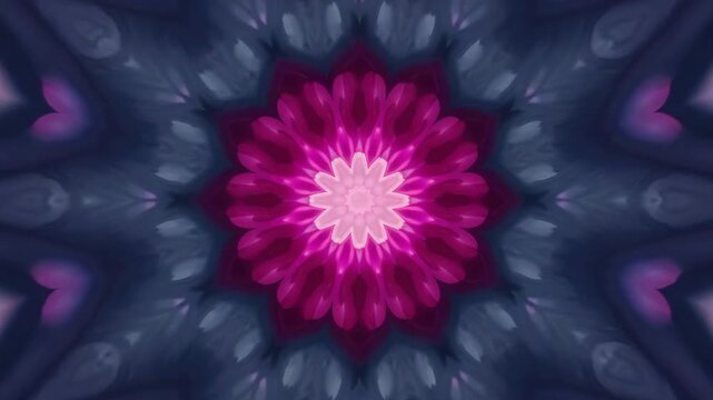 Vibrant pink and purple mandala with floral symmetry
