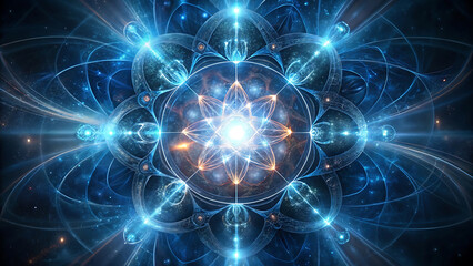 Naklejka premium Illustrated glowing renewable fractal design symbolizing futuristic eco clean energy power 